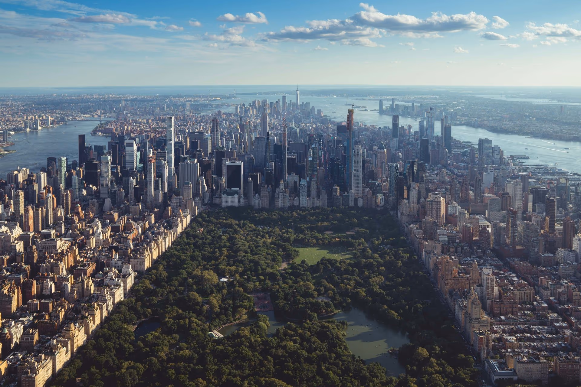 The Manhattan skyline at dusk