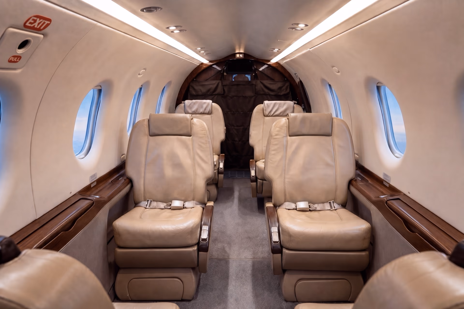 Inside the NectAir Pilatus PC-12 cabin
