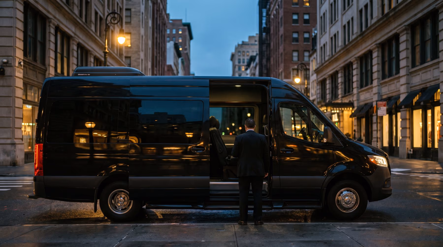 A private Sprinter ready for the Manhattan transfer