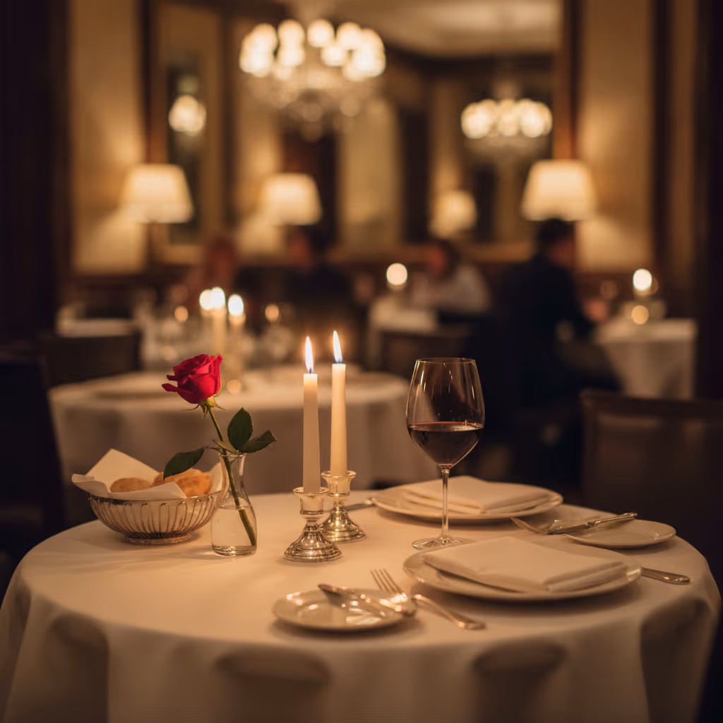 A Manhattan dinner table set for the evening