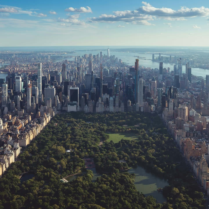 The Manhattan skyline at dusk